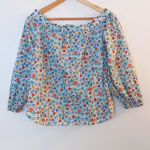 J Crew Liberty Fabrics Off Shoulder Floral Print Top Size 6 - Picture 5 of 9